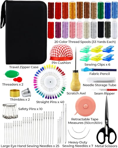 Heavy Duty Sewing Kit, Upholstery Repair Sewing Kit with Sewing Awl, 120PCS - color: 20 Color