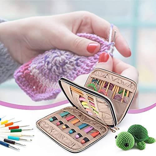 Teamoy Crochet Hook Case Organizer, Crochet Needle Storage Bag, Misty Rose - color: Misty Rose