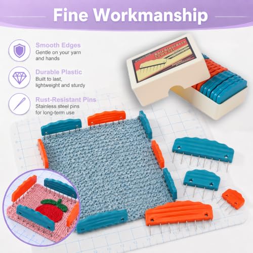 20pcs Knit Blocking Pin Kit, Knit Blockers Combs for Crochet Knitting Blocking Board Mats, Knit Blocking Pins for Crochet Projects Sewing Lace Needlework Projects Tool (Orange Blue) - color: Orange Blue