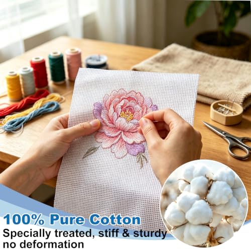 13 Mesh Needlepoint Canvas,16" x 21" Blank Cotton Embroidery Cloth (16" x 21") - color: 16" X 21"