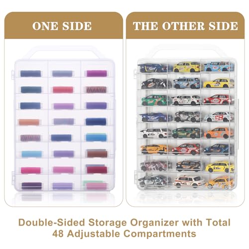 2 Pcs 46 Grids Sewing Organizer Double Sided Thread Box Storage Portable Clear Plastic Thread Holder for Embroidery Sewing Crafts Beads Embroidery Floss