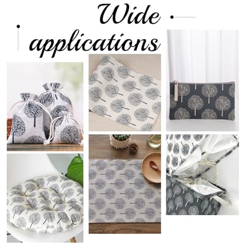 1.09 Yards 62.21 Inch Tree Linen Fabric Black Trees Soft Breathable Upholstery Linens Lightweight Quilting Cloth Fabrics for Sewing Making Garment Accessories Chair Sofa DIY Craft Supply - size: 1580MM, style: Tree