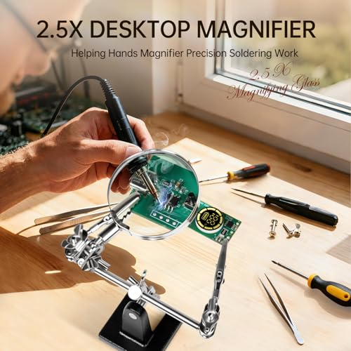 AORAEM Helping Hands Magnifier with Dual Adjustable Alligator Clips