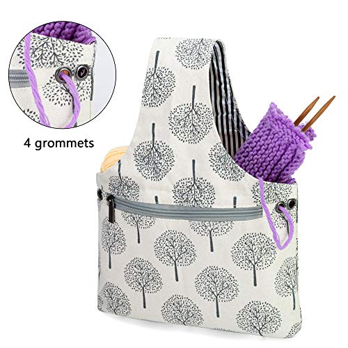 Teamoy Knitting Bag Tote, Travel Crochet Project Wrist Bag, Small, Tree - color: Tree, size: Small