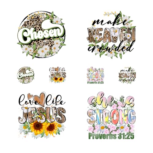 8PCS Christian Faith Jesus Bible Quote Designs Iron On Transfer Stickers - style: NS002