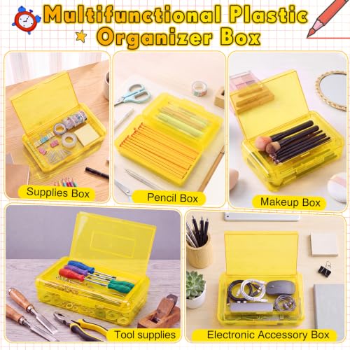Blulu 6 Pack Double Layer Pencil Boxes Large Capacity,Yellow - color: Yellow