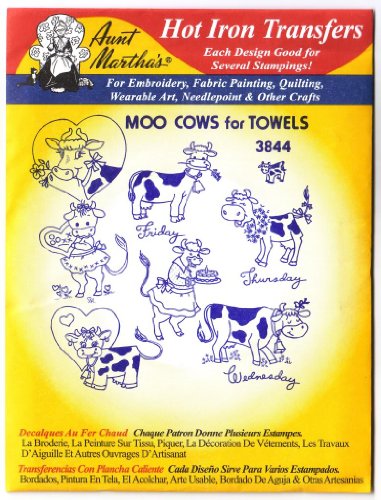Aunt Martha's Hot Iron Transfers #3844 Moo Cows for Towels