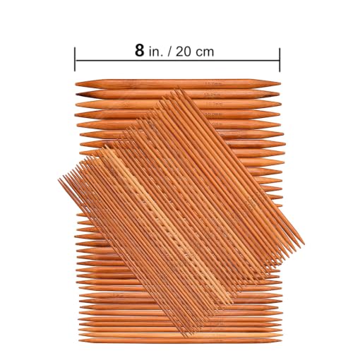 Exquiss 75 PCS Knitting Needles Set, Bamboo Double Pointed Knitting Needles (8-Inch/20cm Length) 15 Sizes: 3mm-10mm, 12pcs Crochet Hooks Set (6.1'' Length), 12 Sizes: 2mm-10mm