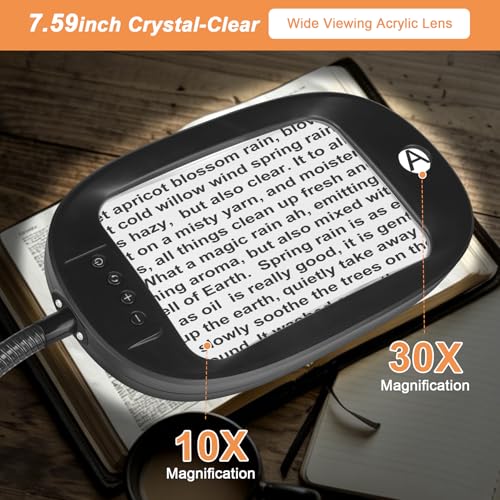 10X 30X Floor Magnifying Glass with Light and Stand