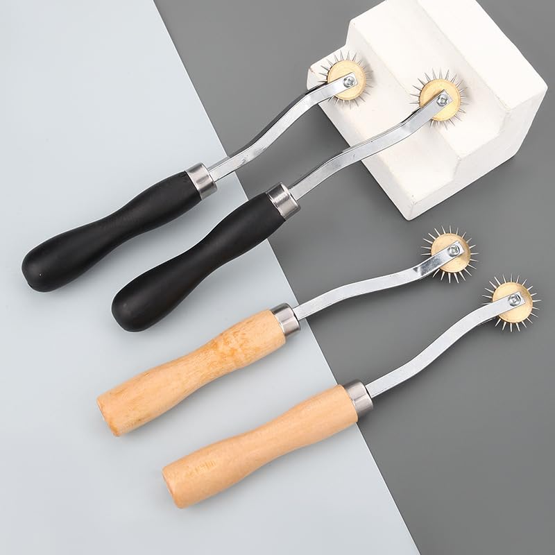 Driak 4MM Professional Tracing Wheel for Sewing, Stainless Steel Pounce Wheel with Ergonomic Wooden Handle, Needle Point Tracking Tool for Pattern Paper, Leather, and Cloth Crafts