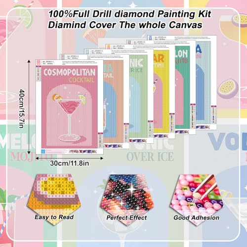 EIBEILI Diamond Art Kits for Adults-6P Wine Cocktail Diamond Painting Kits - color: DP03814