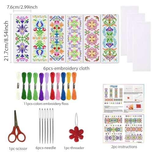 ORIGACH 6 Pack Colorful Folk Pattern Cross Stitch Kit - style: Colorful Vyshyvanka Style