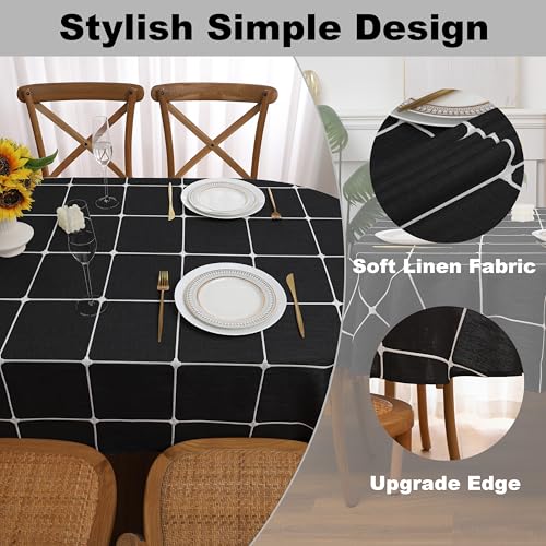 Gernaice Plaid Oval Tablecloth Checkered Table Cloth 60” x 120” Black - color: Black, size: 120" x 60" (Oval)