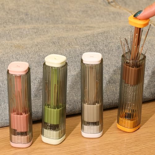 1 Set Pop-up Magnetic Sewing Needle Storage Boxes Portable Embroidery Needle Case DIY Handicrafts Sewing Tool Accessories (Gray) - color: Gray