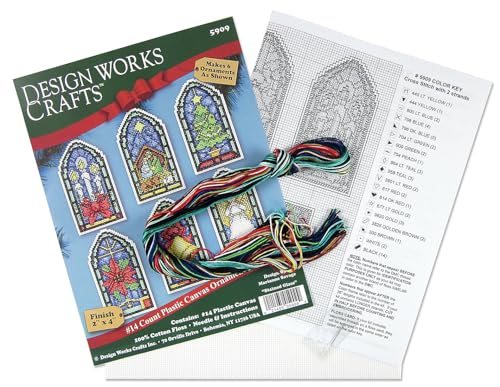 Design Works Crafts Stained Glass Counted Cross Stitch Ornament Kit - Set of 6