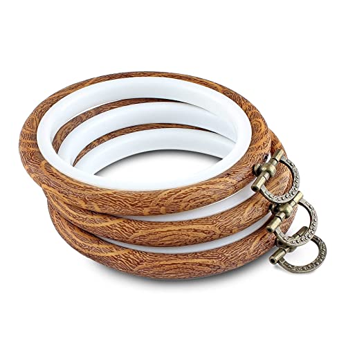 Piutouyar 3 Pcs 4 Inch Embroidery Hoop Set, Imitated Wood Display Frame - style: 3 Pieces 4 Inch