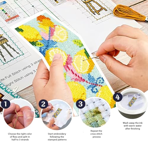ORIGACH 6 Pack Lemon & Feather Cross Stitch Kit - style: Fresh Lemon & Feather