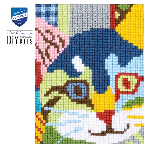 Vervaco Cross Stitch Cushion Kit Modern Cat 16" x 16" - size: 40.0 x 40.0 x 0,3 cm