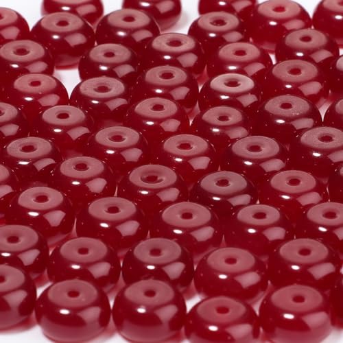 5x8mm 100Pcs Natural Smooth Red Chalcedony Rondelle Beads for Jewelry Making Loose Spacer Abacus Disk Beads Gemstone for Bracelets Necklace DIY Crafts - color: Smooth Red Chalcedony
