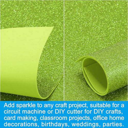 PATIKIL 2mm(1/10") Thick Non Adhesive Glitter Foam Sheet 16x24inch(40x60cm) Green, EVA Shiny Foam Board for Craft, 6 Pcs - color: Green