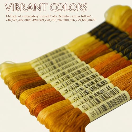 Click Image to Open expanded View Premium Rainbow Color Embroidery Floss - Cross Stitch Threads - Friendship Bracelets Floss - Crafts Floss - 14 Skeins Per Pack Embroidery Floss, Old Gold Gradient - color: Old Gold Gradient