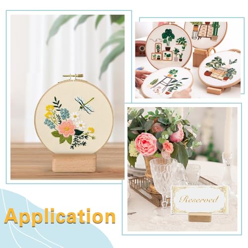 4 PCS Embroidery Hoop Display Base, Beech Wood Double Slots Embroidery Frames Stand Cross Stitch Hoop Holder for DIY Art Crafts Decor Display
