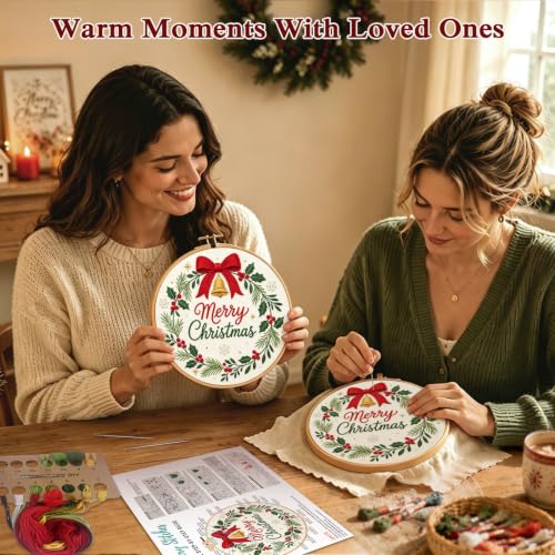 Louise Maelys Merry Christmas Wreath Embroidery Kit for Beginners Adults - color: Christmas Wreath