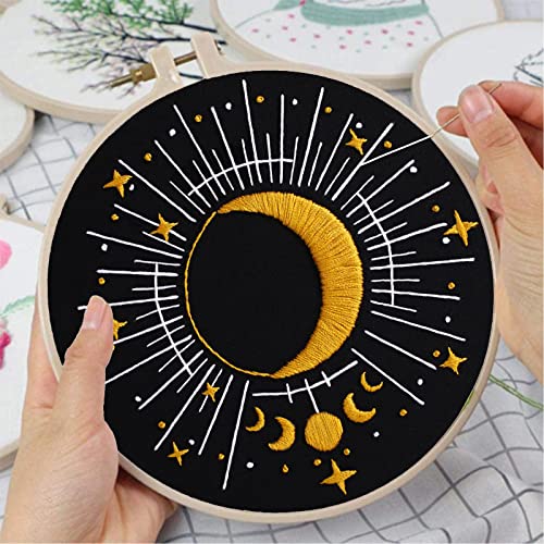 Louise Maelys Tarot Moon Embroidery Kit for Beginners Starry DIY Set - color: kit-3