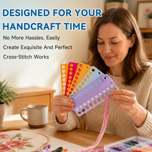 LOKUNN 10 Pcs Embroidery Floss Organizer, Cross Stitch Thread Holder - color: 10 Colors