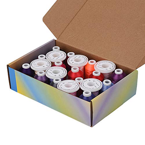 Simthread Embroidery Machine Thread Kit 800Y 21 Spools Pink and Purple Colors for Professional Embroidery Design - color: Pink & Purple