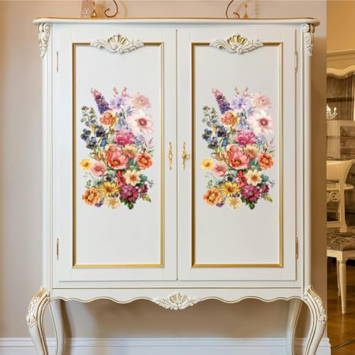 Peacoblue Vintage Flowers Rub On Transfers for Furniture Craft 6"x12" - style: Vintage Flowers