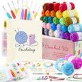 INSCRAFT Crochet Kit for Beginners Adults, 30 Acrylic Yarn Skeins 1650 Yards Yarn, 105 PCS Crochet Kit with Hooks Set,Includes Canvas Tote Bag, Ideal Starter Pack for Professionals - size: 105 Pieces with Canvas Tote Bag