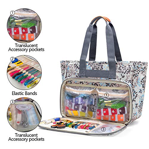 Yarwo Embroidery Project Bag with Multi Pockets for Cross Stitch Supplies - color: Dandelion