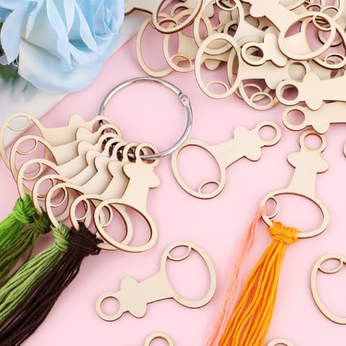 101pcs Wooden Thread Drops,2.4x1.36 Inch Teardrop Embroidery Floss Organizer with Floss Ring Cross Stitch Bobbins for DIY Sewing Storage,Craft Supplies(Style E) - color: I-shaped