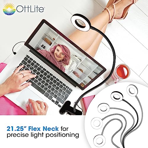 OttLite Capture Clip-On LED Ring Light, Black - color: Black Clip-On Light