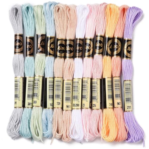 12 Skeins 105 Yards Macaron Pink Embroidery Thread for Knitting - color: Candy Color