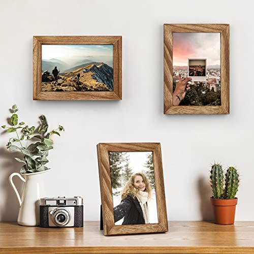 Emfogo 4x6 Picture Frames Photo Display for Tabletop Display Wall Mount Solid Wood High Definition Glass Photo Frame Pack of 2 - color: Carbonized Brown, size: 4x6 inch