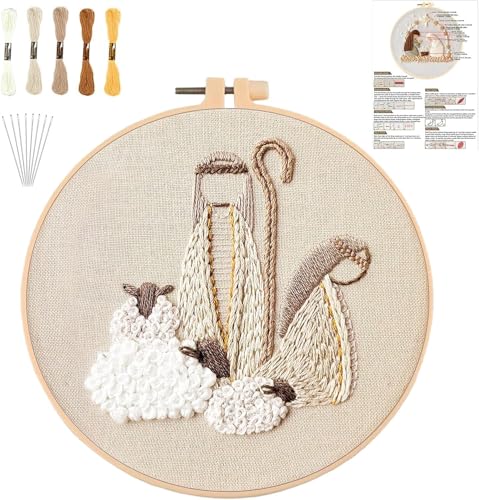 YOUDRN Nativity Scene Embroidery kit, Christmas Shepherds Embroidery Kits - color: Shepherds