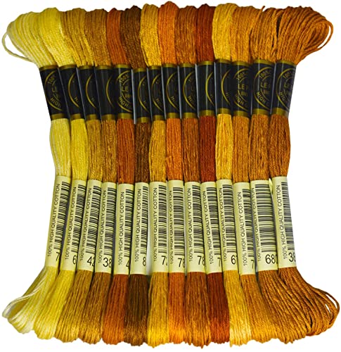 Click Image to Open expanded View Premium Rainbow Color Embroidery Floss - Cross Stitch Threads - Friendship Bracelets Floss - Crafts Floss - 14 Skeins Per Pack Embroidery Floss, Old Gold Gradient - color: Old Gold Gradient