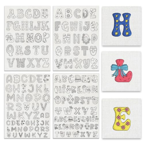 BENECREAT 4Sheets 156Pcs Funny Alphabet Water Soluble Hand Sewing Stabilizers, 6 Styles A~Z Letters Tear Away Water Soluble Embroidery Patterns for Carves, Shirts, Coats, Bags, Towels - style: Funny Alphabet