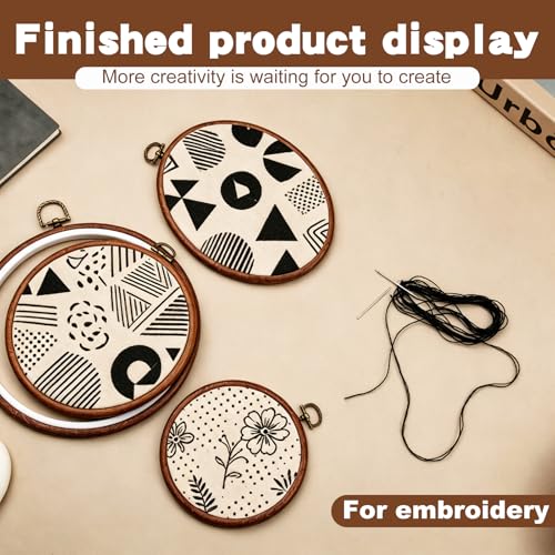 4 Pack Oval Embroidery Hoop Wood Embroidery Hoops Embroidery Frame - style: Circle & Oval