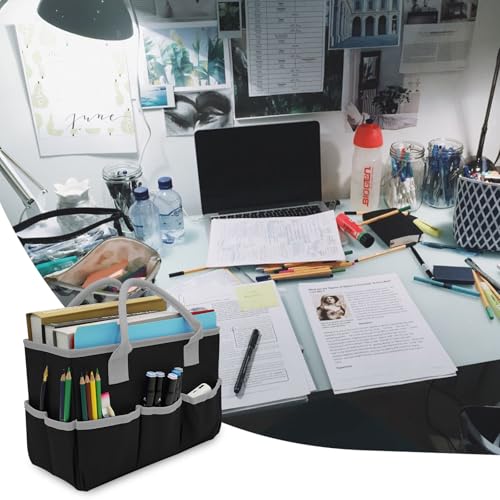 Cupohus Desktop Art Craft Storage Tote Bag and Stock Organizer Black - color: Brown and White