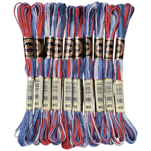 10 Skeins 87.5 Yards 6 Ply Variegated Royal Blue Cross Stitch Floss Segment Embroidery Thread Gradient Friendship Bracelet String Yarn Bulk for Sewing Making Jewelry Needlecraft Knitting - color: Royal Blue