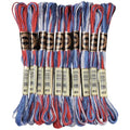 10 Skeins 87.5 Yards 6 Ply Variegated Royal Blue Cross Stitch Floss Segment Embroidery Thread Gradient Friendship Bracelet String Yarn Bulk for Sewing Making Jewelry Needlecraft Knitting - color: Royal Blue