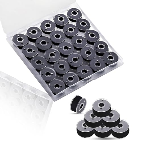 Sewing Thread Kit, 25 Pcs Bobbins for Sewing Machine, Size A SA156 Bobbin Thread for Brother Embroidery and Sewing Machines DIY Projects Black - color: 25 Black