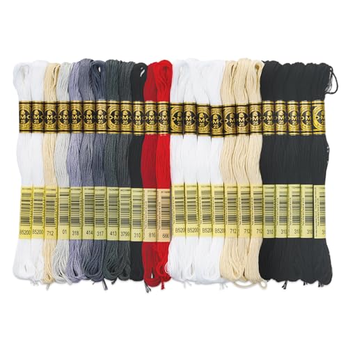 DMC Black Tin Embroidery Floss - Monochrome Colors - 24 Count - 8.7 Yard Skein