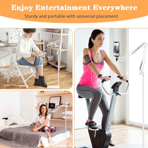 Adjustable Embroidery Hoops Stand for Hand Work,Cross Stitch Frame with 360° Rotation, Hands-Free Stitching,3-in-1 Hoop/Tablet/Phone Holder Floor Stand,White - style: White