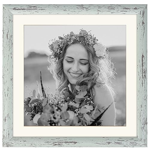 AEVETE Picture Frame 10x10 Light Green Photo Frame Rustic for Wall and Desk - color: Rustic Green, size: 10x10