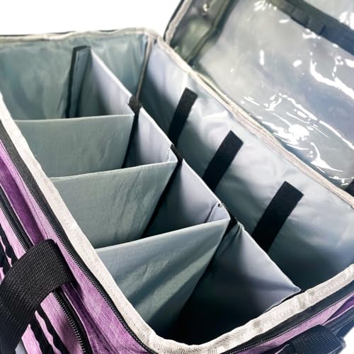 LOLE Yarn Organizer Tote – Large Knitting & Crochet Storage Bag with Clear Top, Dividers, Grommet Yarn Feed & Accessory Pockets – Portable Craft Project Bag