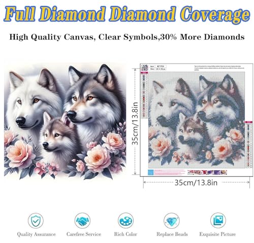 Dugsmgd Wolf Diamond Art Kits for Adults, Animal Diamond Painting 14x14in - color: Wolf
